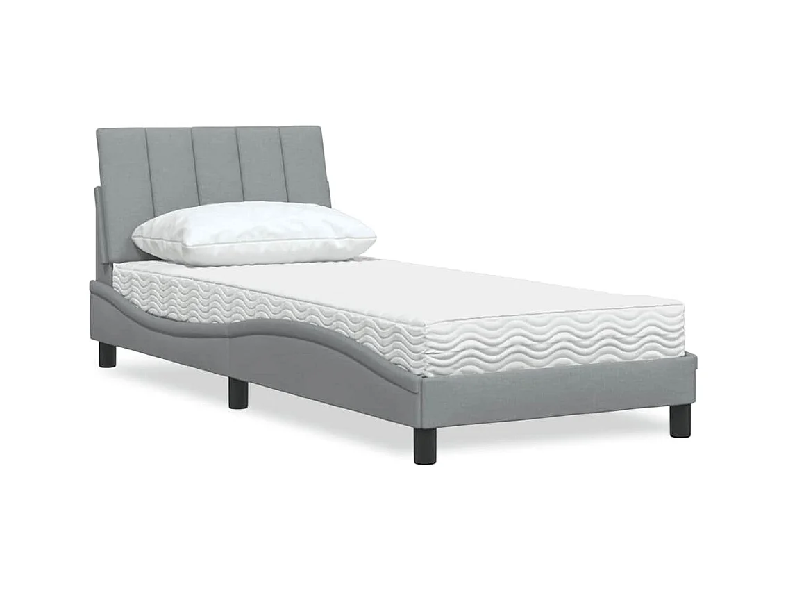 Lit avec matelas gris clair 80x200 cm tissu