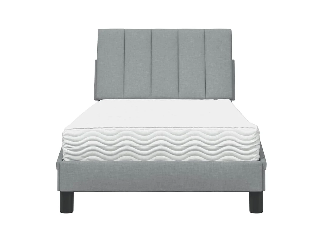 Lit avec matelas gris clair 80x200 cm tissu
