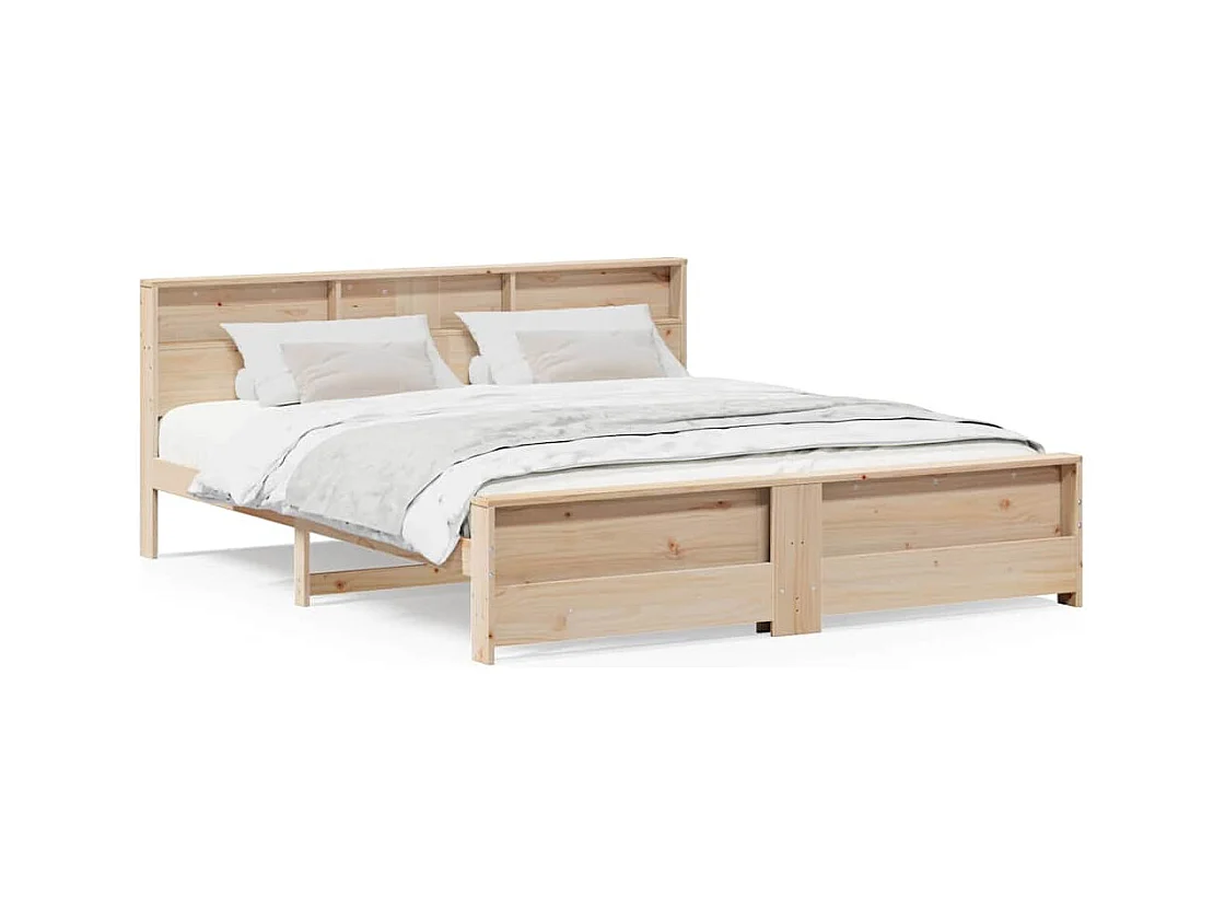 Estructura de cama marrón 180 x 200 cm madera maciza de pino