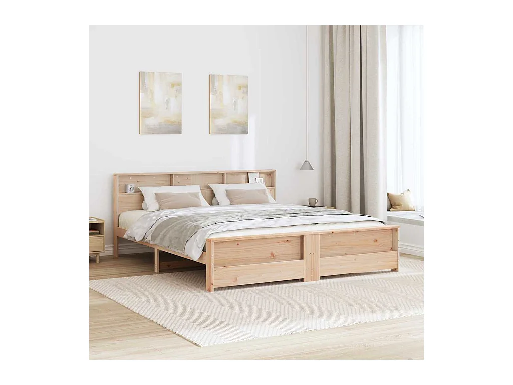Estructura de cama marrón 180 x 200 cm madera maciza de pino