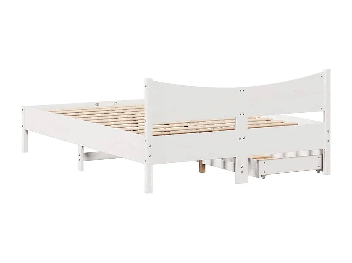 Struttura letto con cassetti bianco 120x200 cm in legno massello di pino