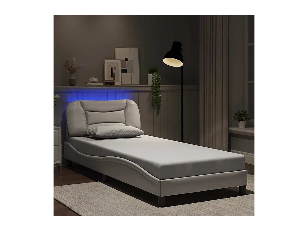 Bedframe met LED zonder matras wit 80x200 cm