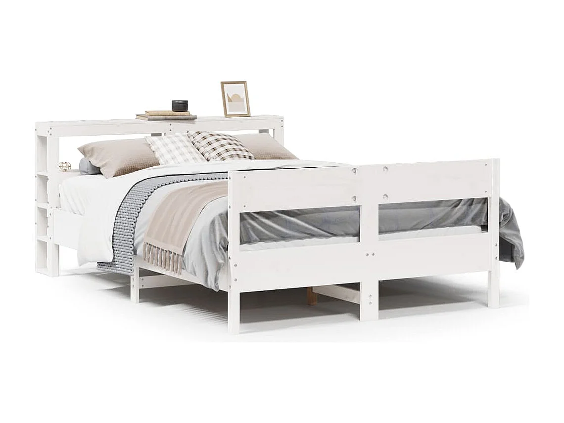 Cadre de lit sans matelas blanc 120x200 cm bois de pin massif