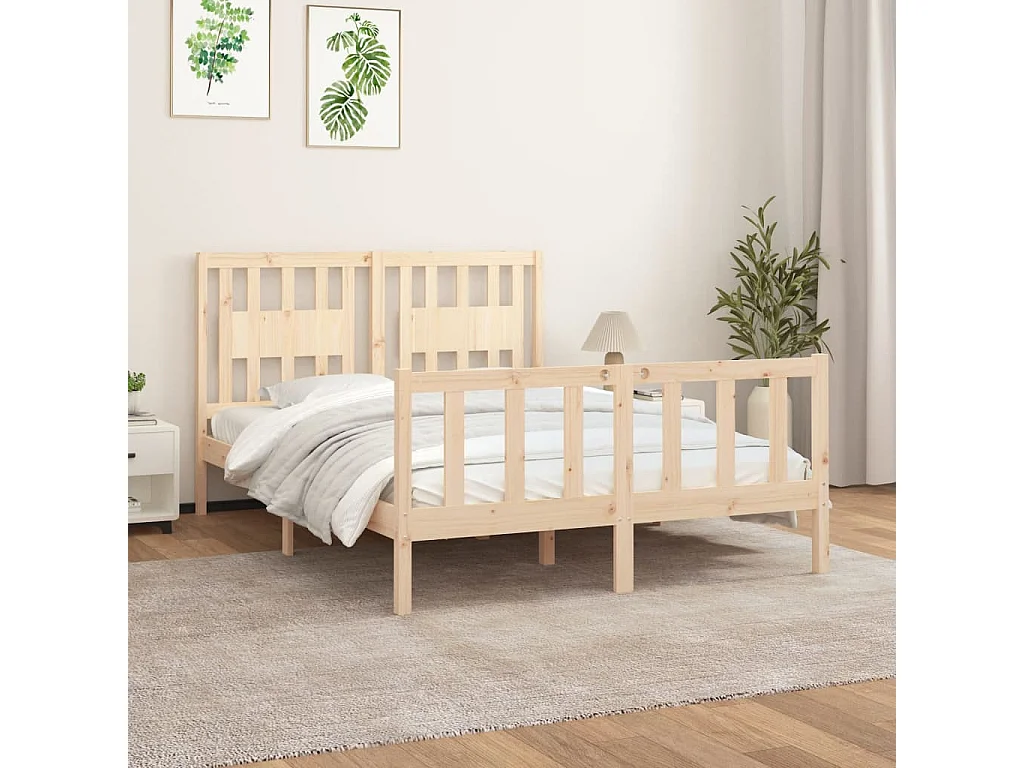 Cadre de lit sans matelas bois de pin massif 120x200 cm