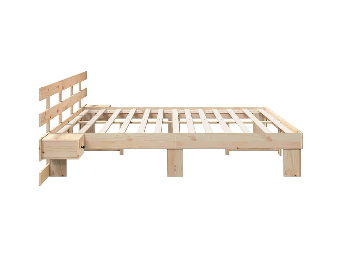 Cadre de lit avec tiroir Marron 200 x 200 cm Bois massif en pin