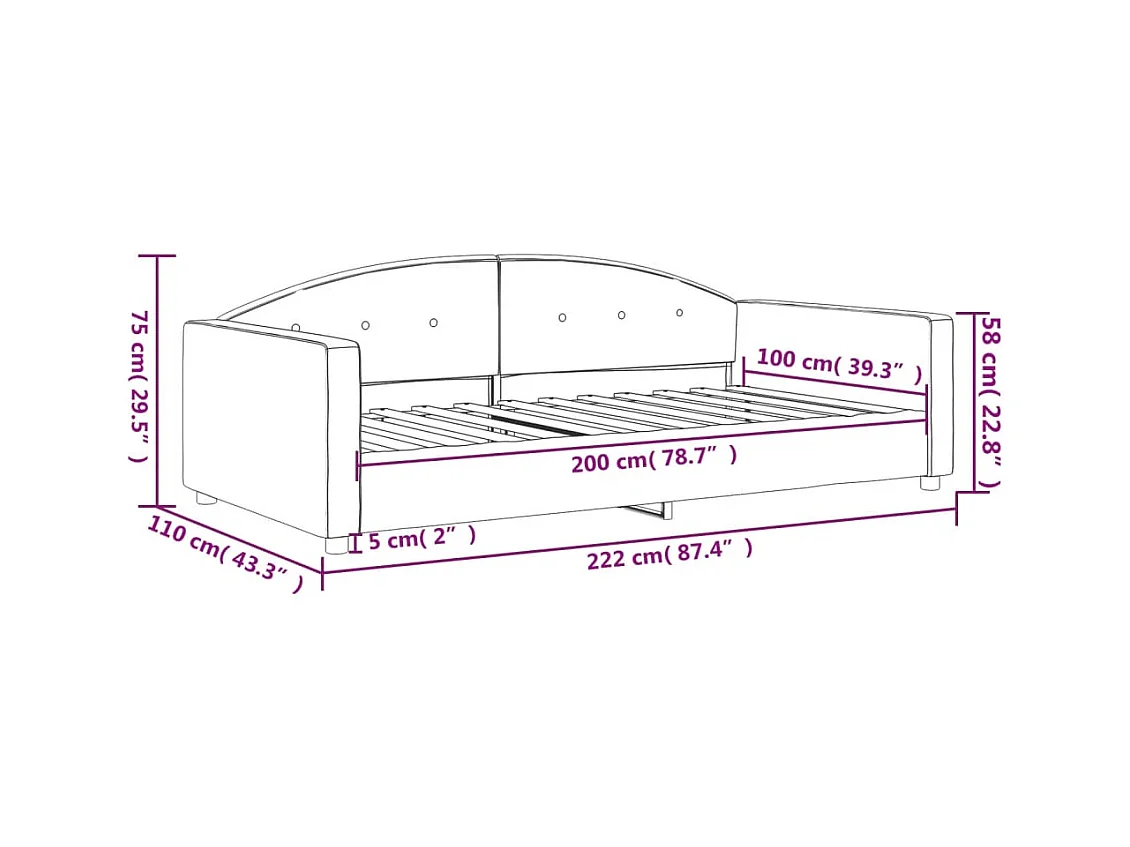 Rosa Tagesbett 100x200 cm Samt