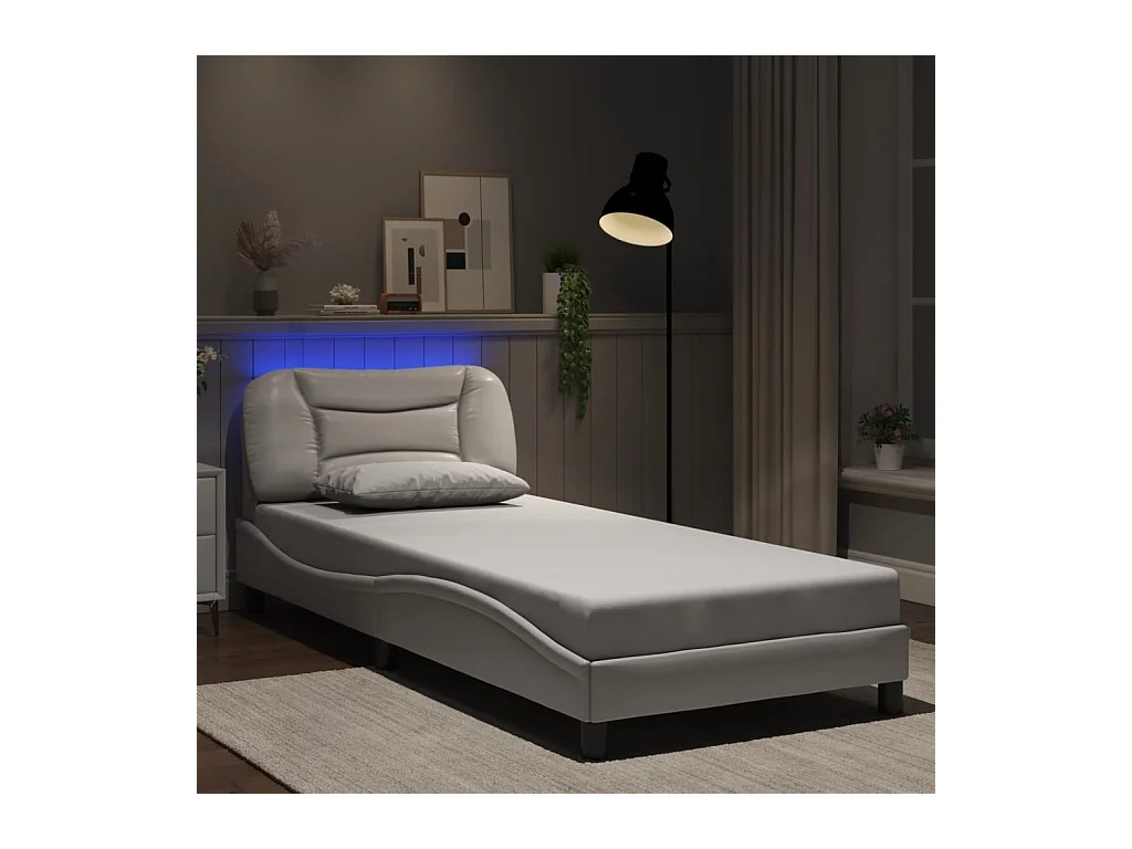 Struttura letto con LED senza materasso bianco 90x200 cm
