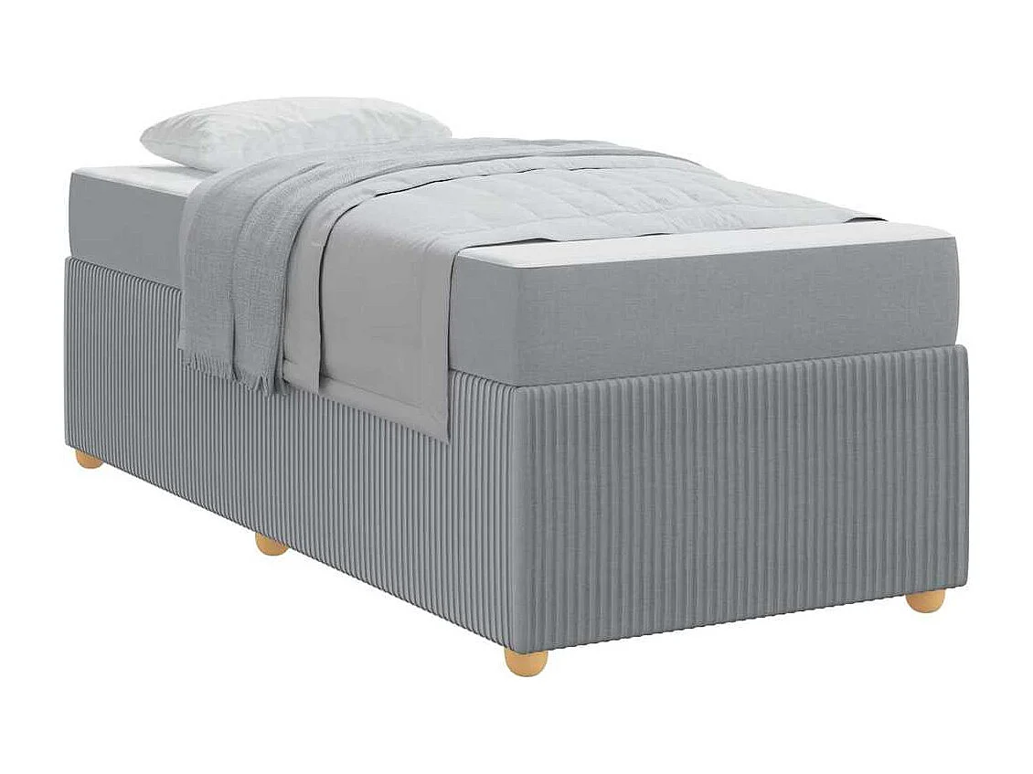 Cadre de lit avec matelas Gris clair 90 x 190 cm tissu