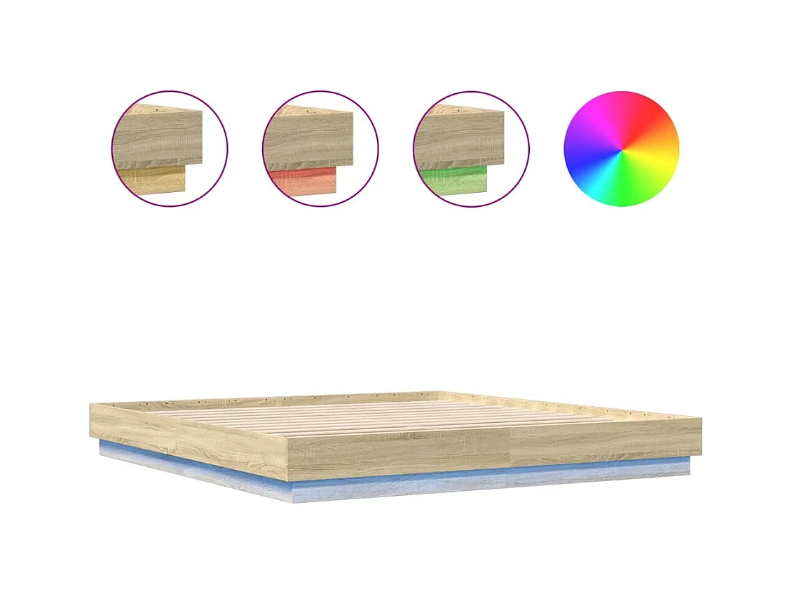 Bedframe met LED zonder matras Sonoma eiken 200x200 cm