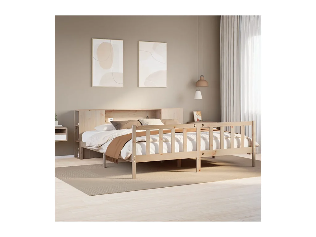 Cama biblioteca sin colchón 180x200 cm madera maciza de pino