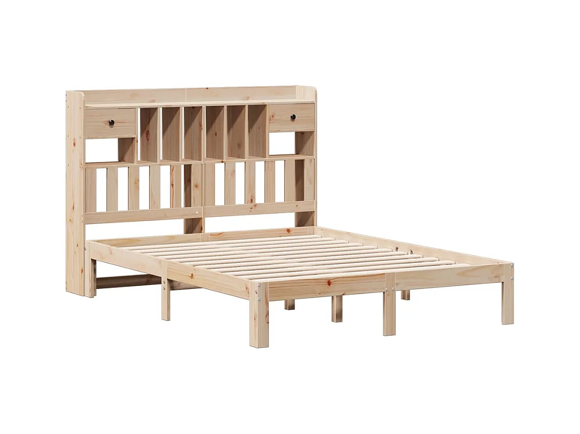 Cama biblioteca sin colchón 140x200 cm madera maciza de pino