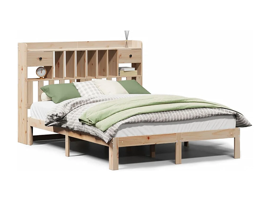 Cama biblioteca sin colchón 140x200 cm madera maciza de pino