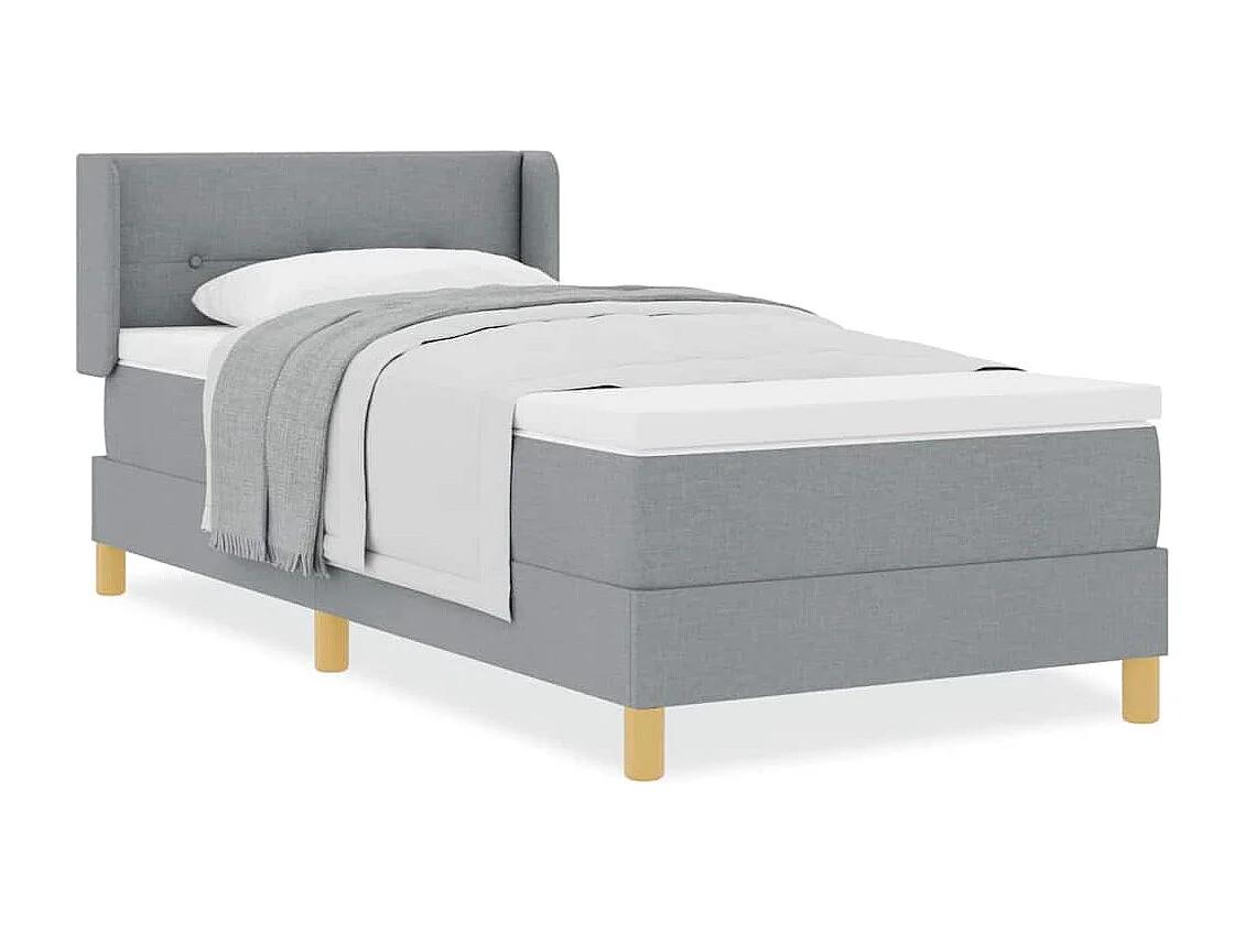 Lit à Ressorts avec matelas Gris clair 90 x 200 cm tissu