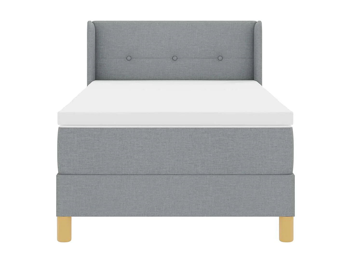 Lit à Ressorts avec matelas Gris clair 90 x 200 cm tissu