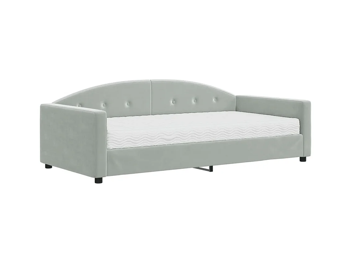 Dagbed met lichtgrijze fluwelen matras van 100x200 cm