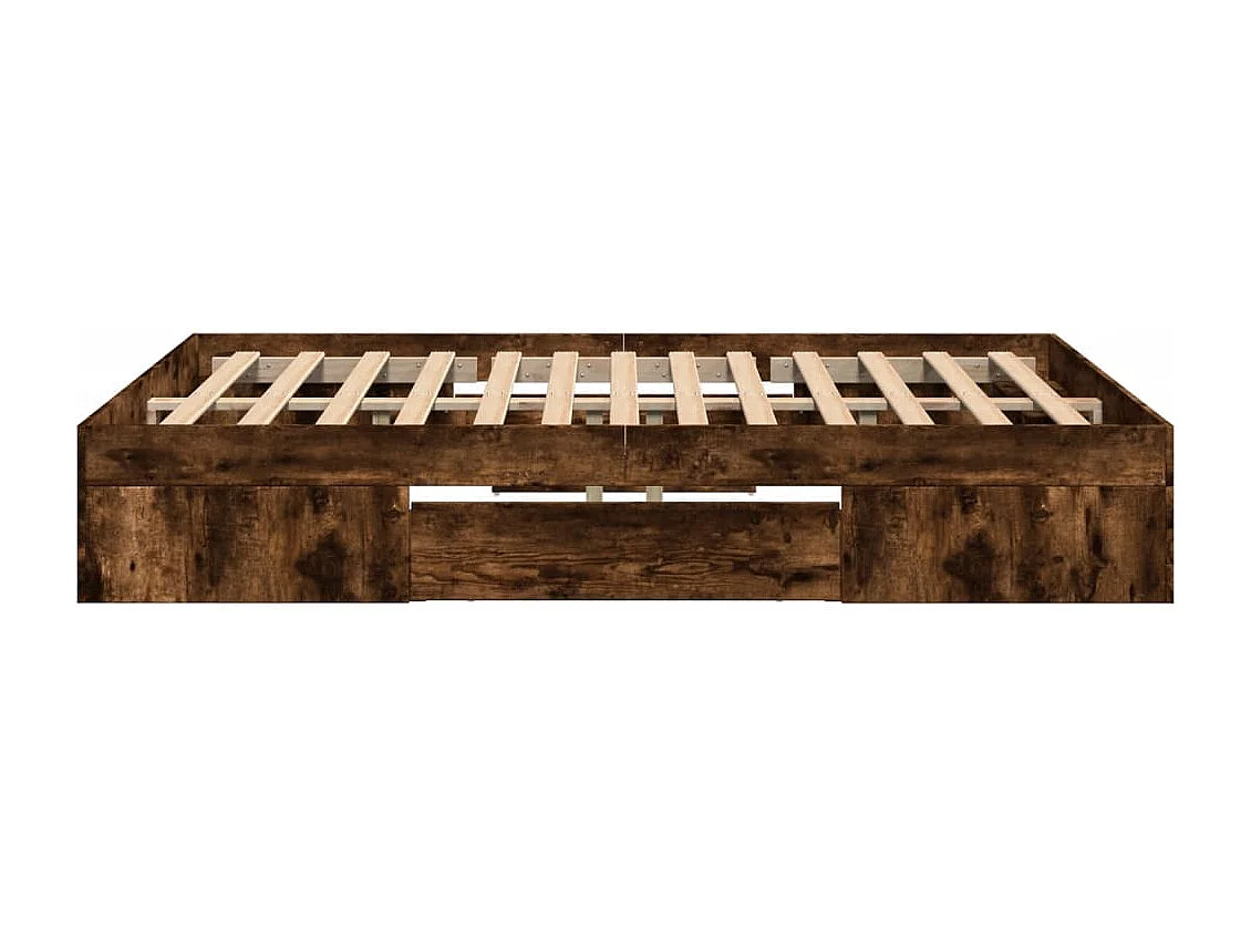 Bedframe zonder matras gerookt eiken 140x190 cm bewerkt hout