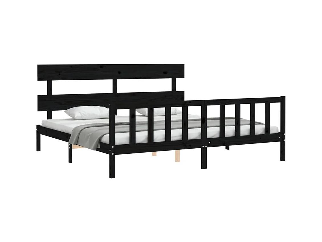 Bettgestell ohne Matratze schwarz 200x200 cm Kiefer Massivholz