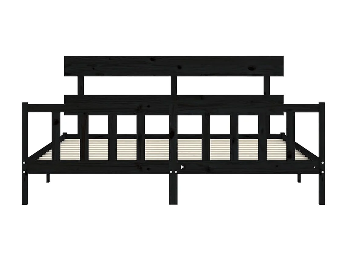 Cadre de lit sans matelas noir 200x200 cm bois massif de pin