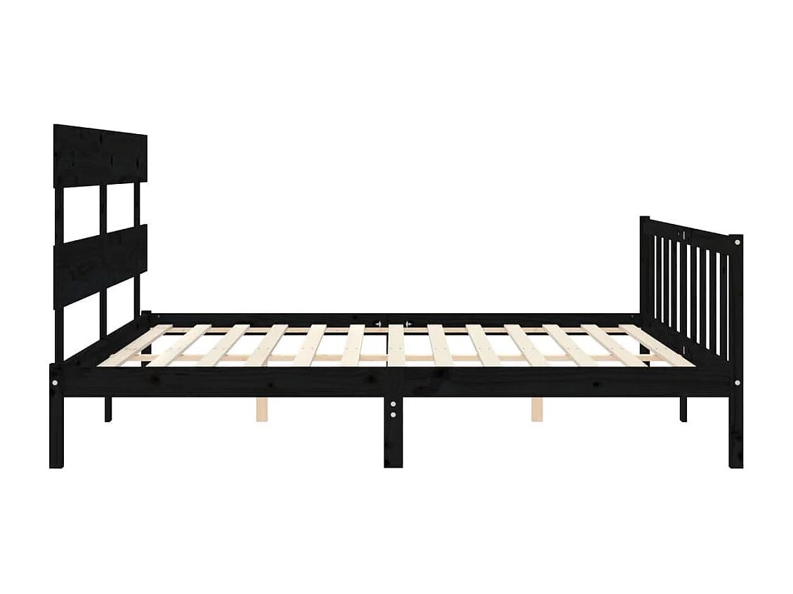 Cadre de lit sans matelas noir 200x200 cm bois massif de pin