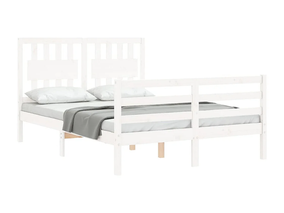 Cadre de lit sans matelas blanc bois massif