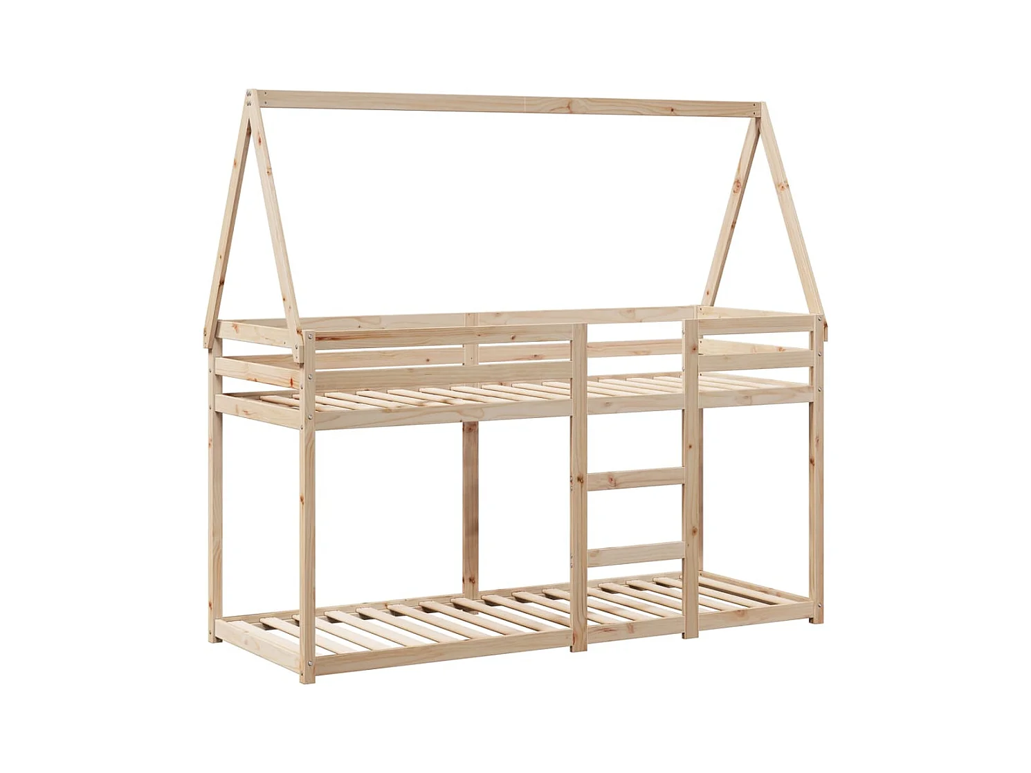 Letto a castello senza materasso 75x190 cm in legno massello di pino