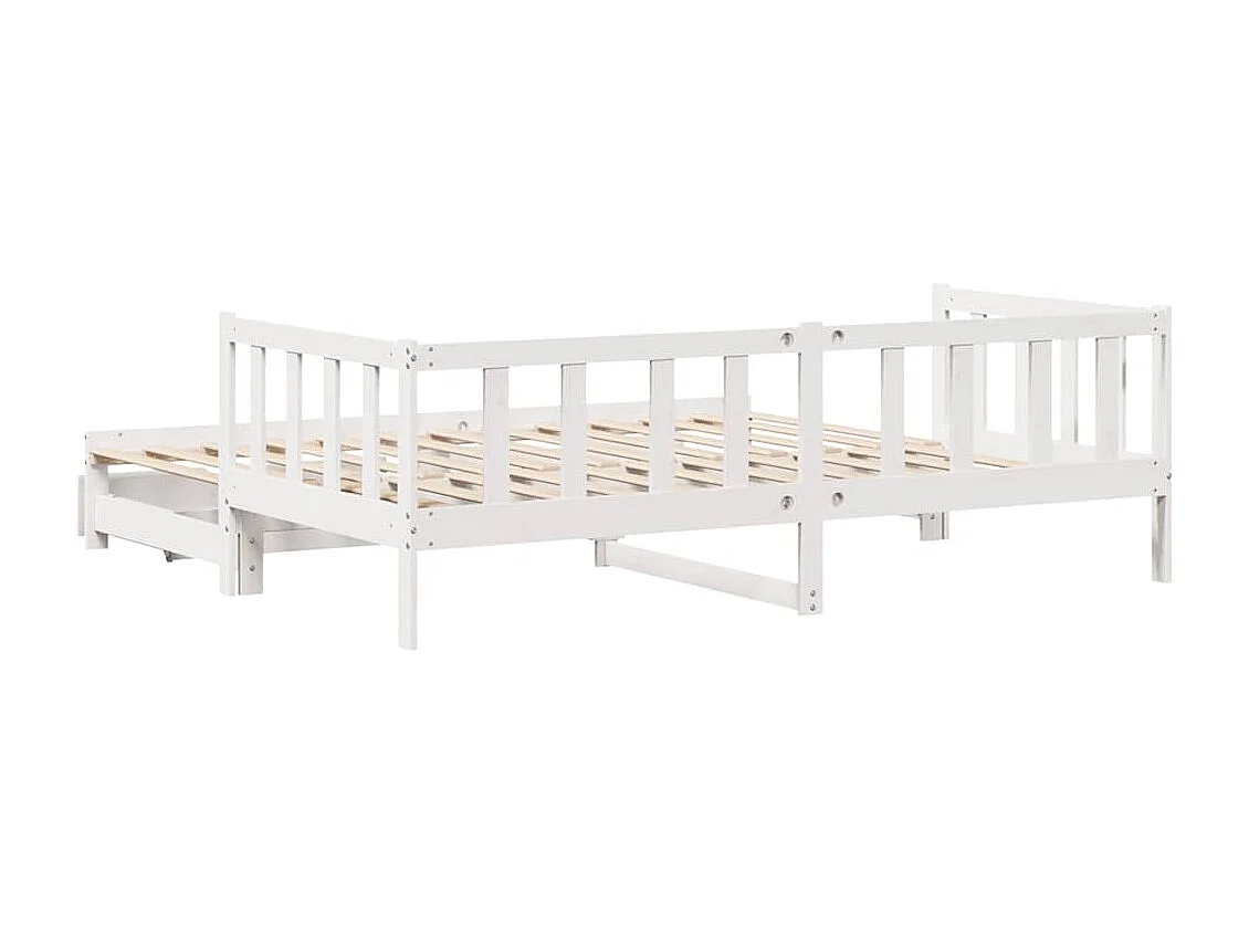 Tagesbett mit Ausziehbett und Schubladen ohne Matratze weiß 90x200cm