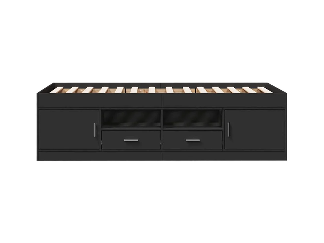 Lit de jour avec tiroirs sans matelas noir 90x200 cm