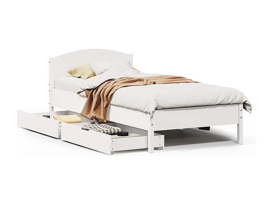 Struttura letto senza materasso bianco 90x200 cm in legno massello di pino
