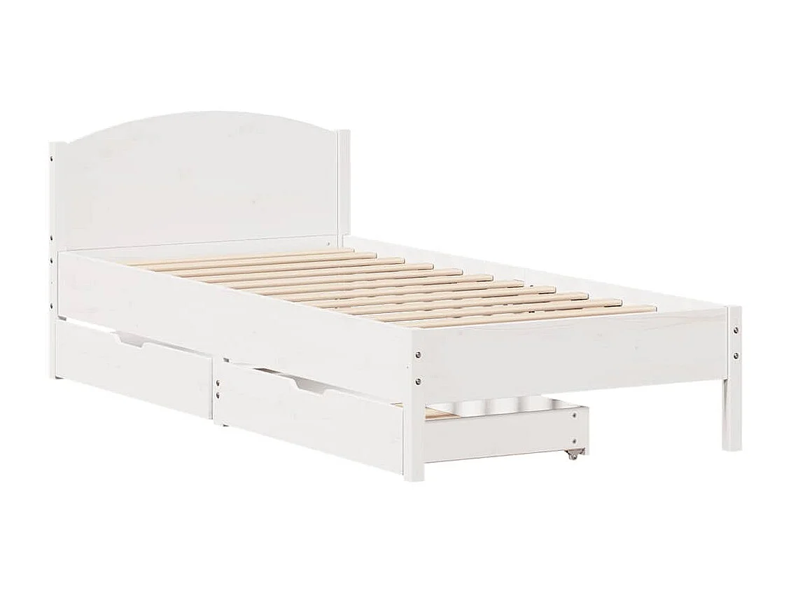 Struttura letto senza materasso bianco 90x200 cm in legno massello di pino