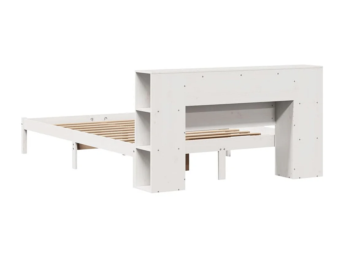 Cama biblioteca sin colchón blanca 140x190 cm madera maciza de pino