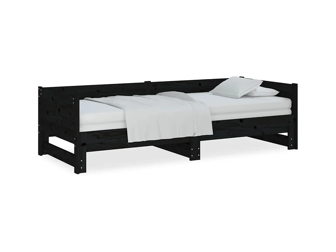 Schuifbed zonder matras zwart 2x(90x200) cm