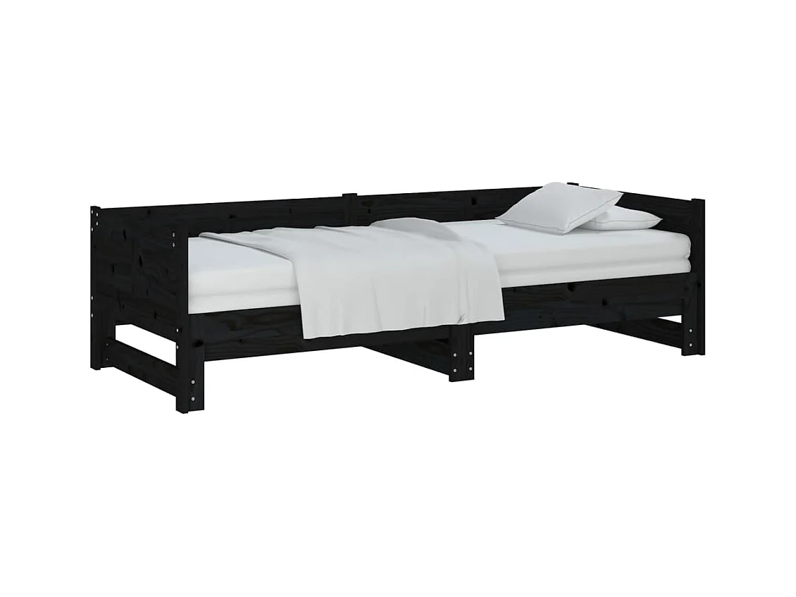 Schuifbed zonder matras zwart 2x(90x200) cm