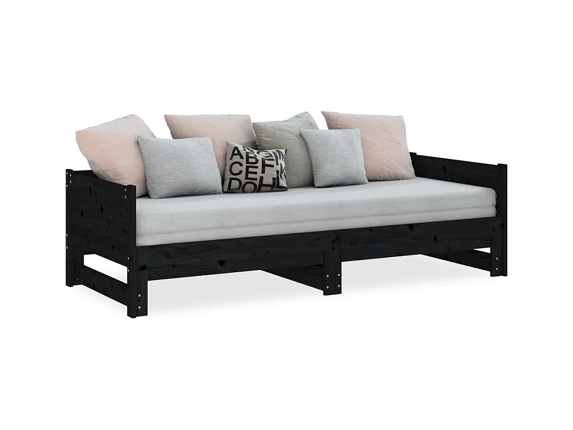 Schuifbed zonder matras zwart 2x(90x200) cm