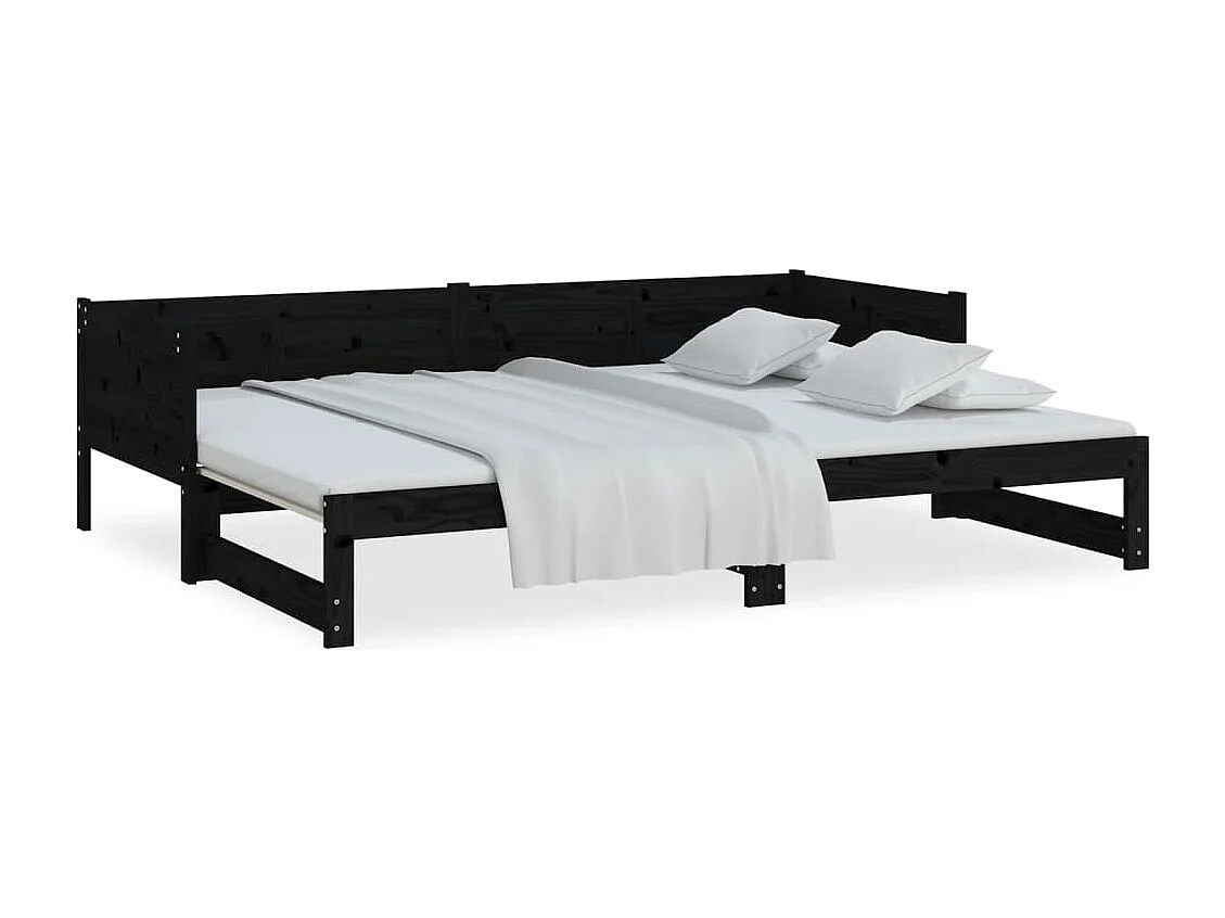Schuifbed zonder matras zwart 2x(90x200) cm