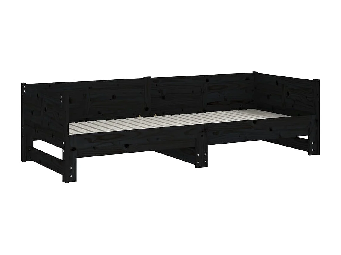 Schuifbed zonder matras zwart 2x(90x200) cm