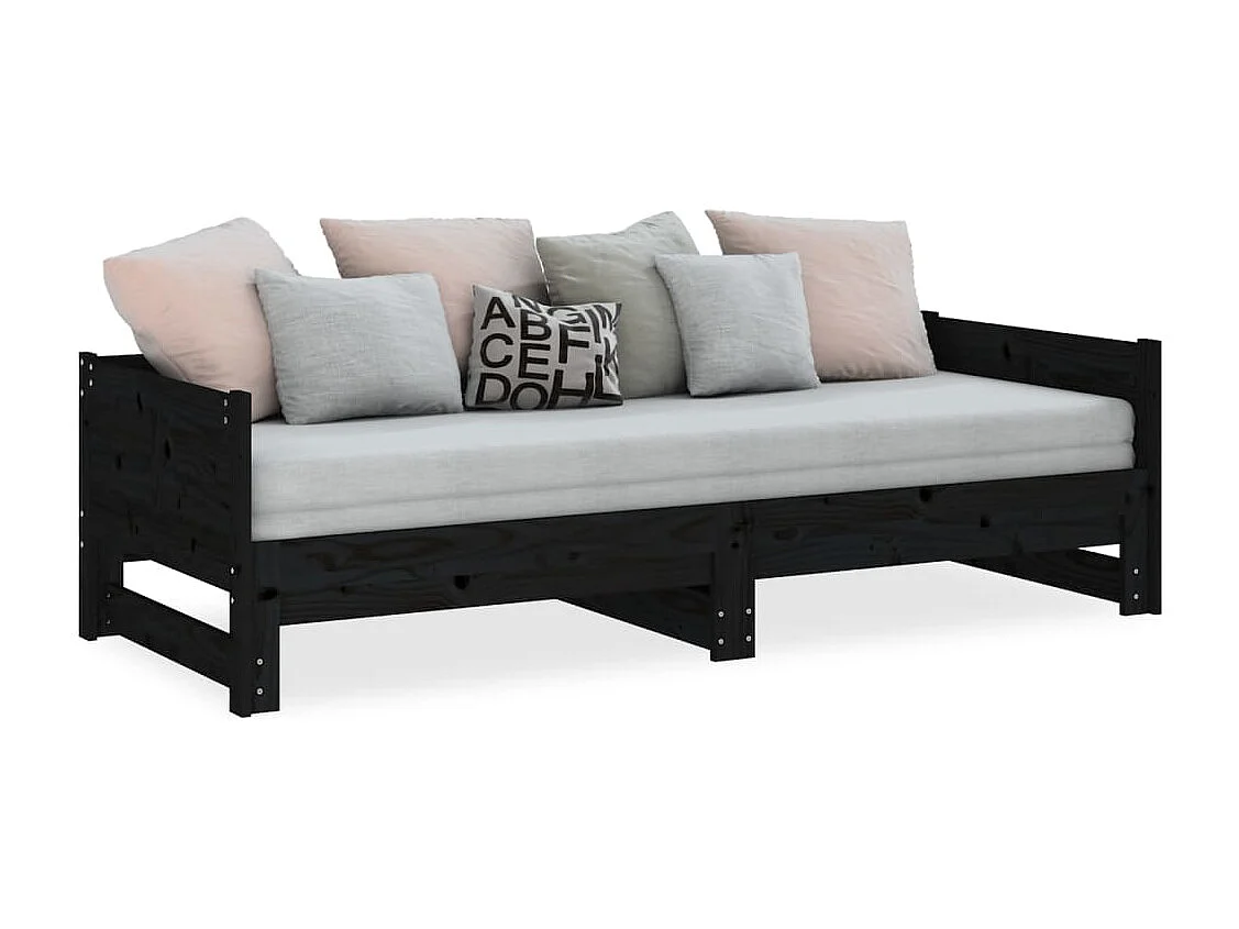 Letto scorrevole senza materasso nero 2x(90x200) cm