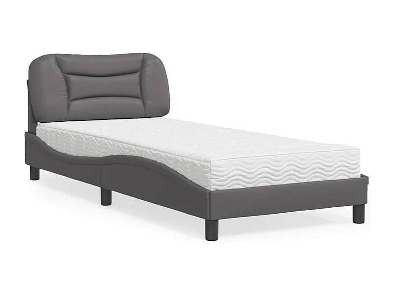 Letto con materasso grigio 90x200 cm in similpelle