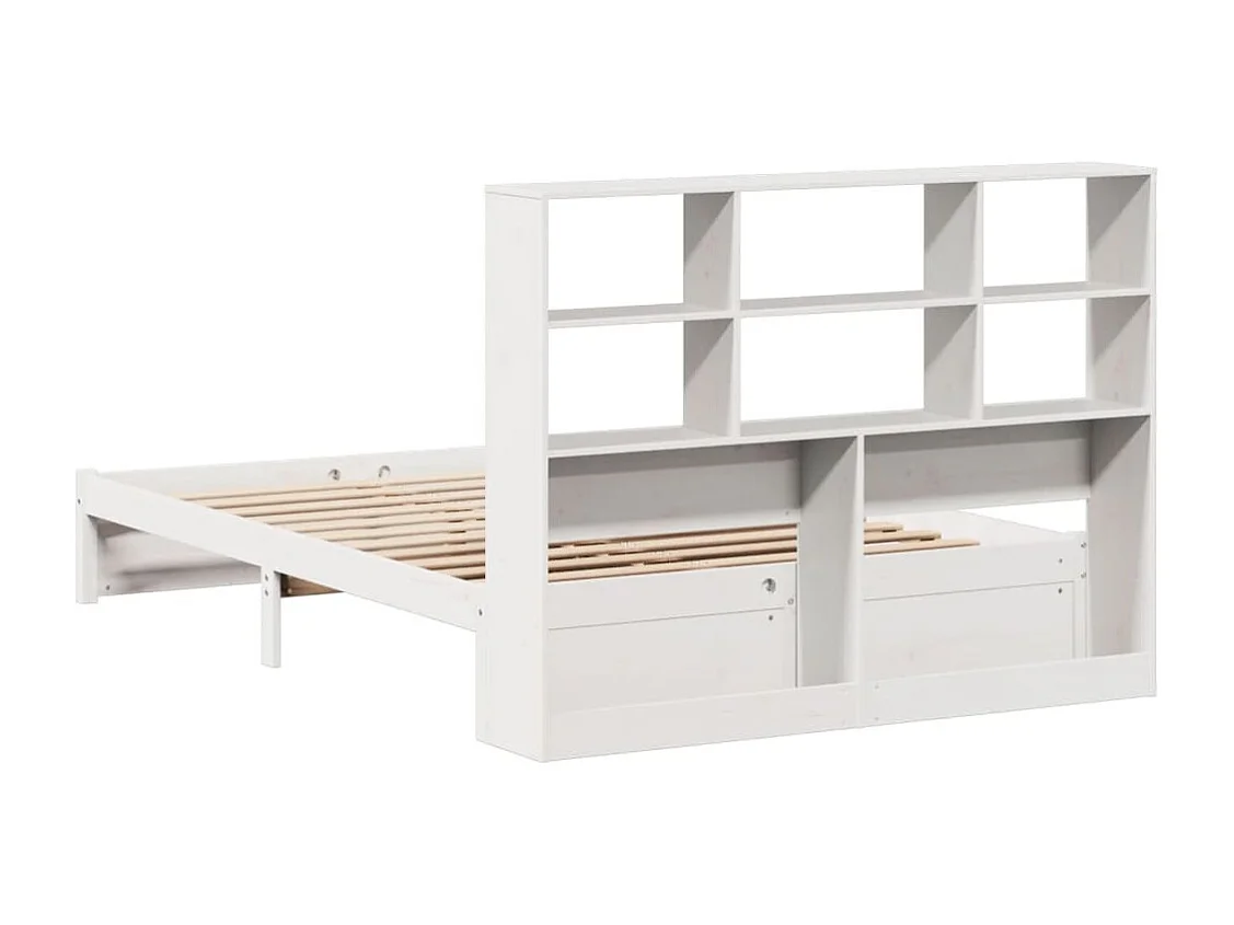 Letto libreria bianco senza materasso 140x200 cm in legno massello di pino