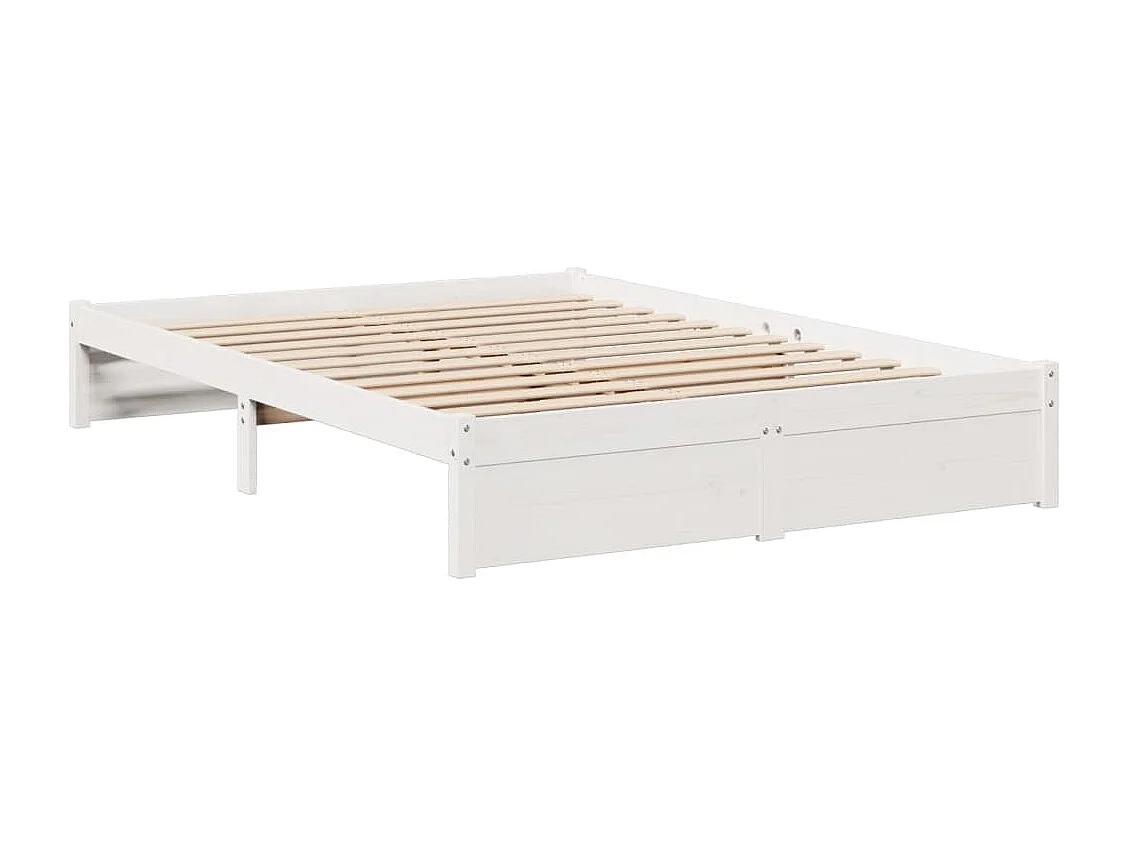 Letto libreria bianco senza materasso 140x200 cm in legno massello di pino