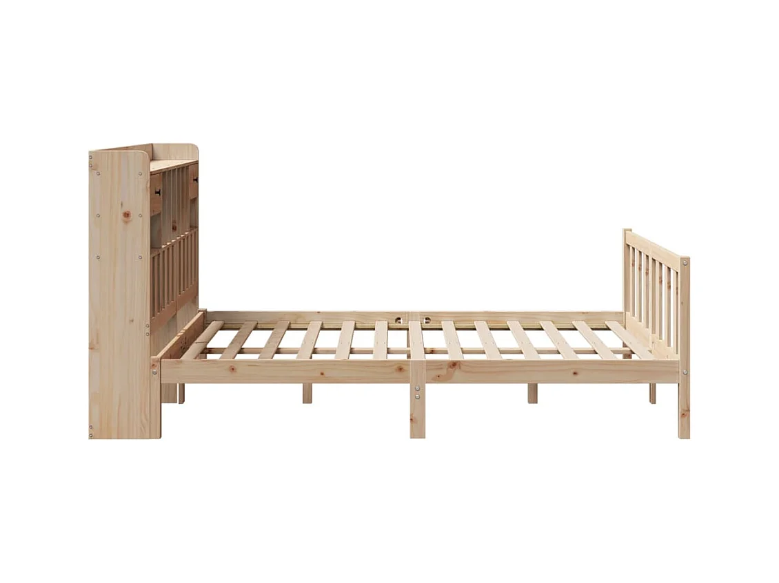 Bibliotheekbed zonder matras 140x190 cm massief grenenhout