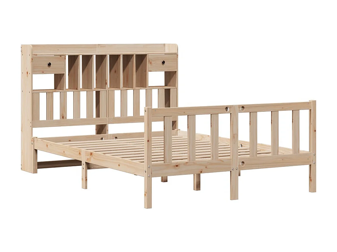 Bibliotheekbed zonder matras 140x190 cm massief grenenhout