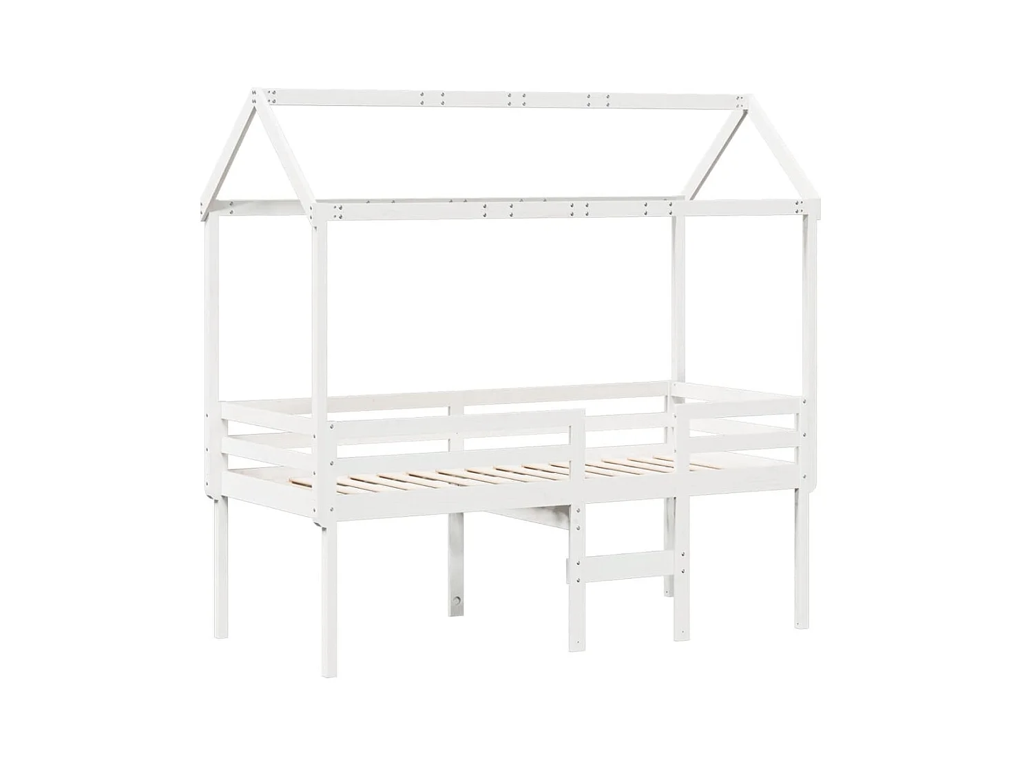 Letto alto senza materasso bianco 90x200 cm in legno massello di pino