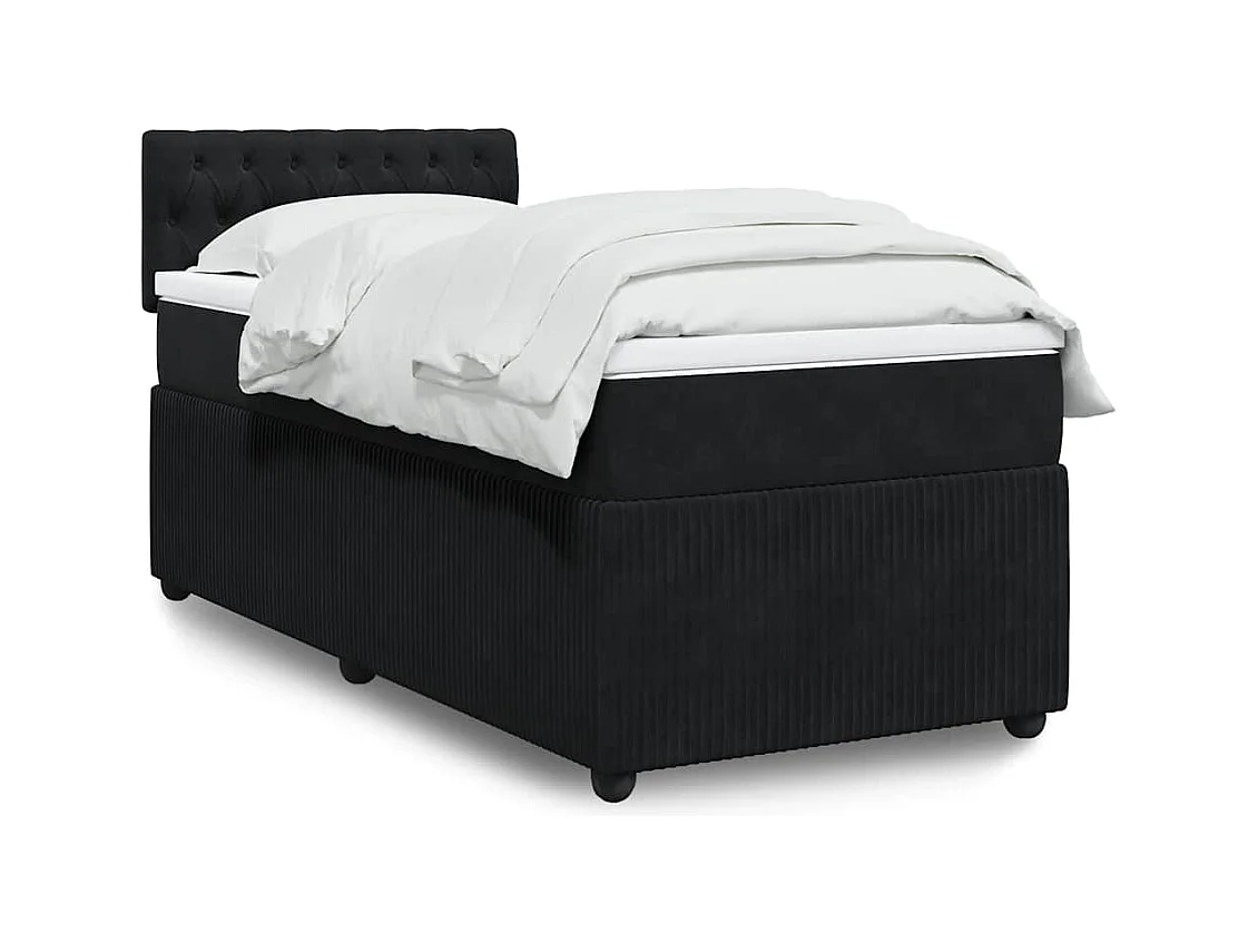 Lattenbodem met matras Zwart 100x200 cm Fluweel