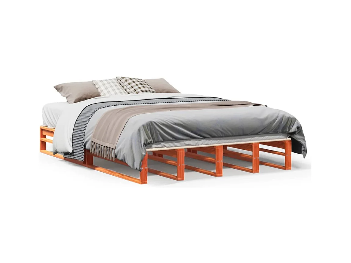 Bettgestell ohne Matratze, braun gewachst, 120x200cm, Kiefer massiv