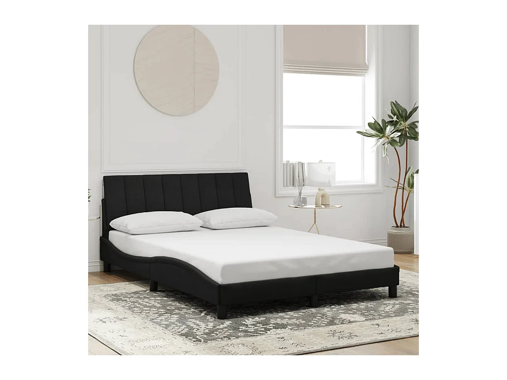 Cadre de lit avec LED sans matelas noir 140x190 cm velours