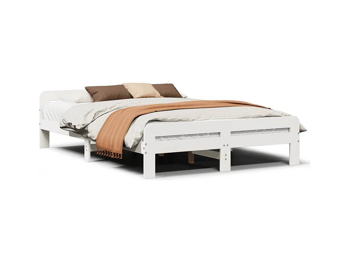 Estructura de cama sin colchón blanca 150x200 cm madera maciza de pino