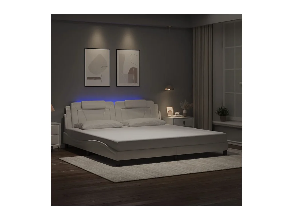 Struttura letto con LED senza materasso bianco 200x200 cm