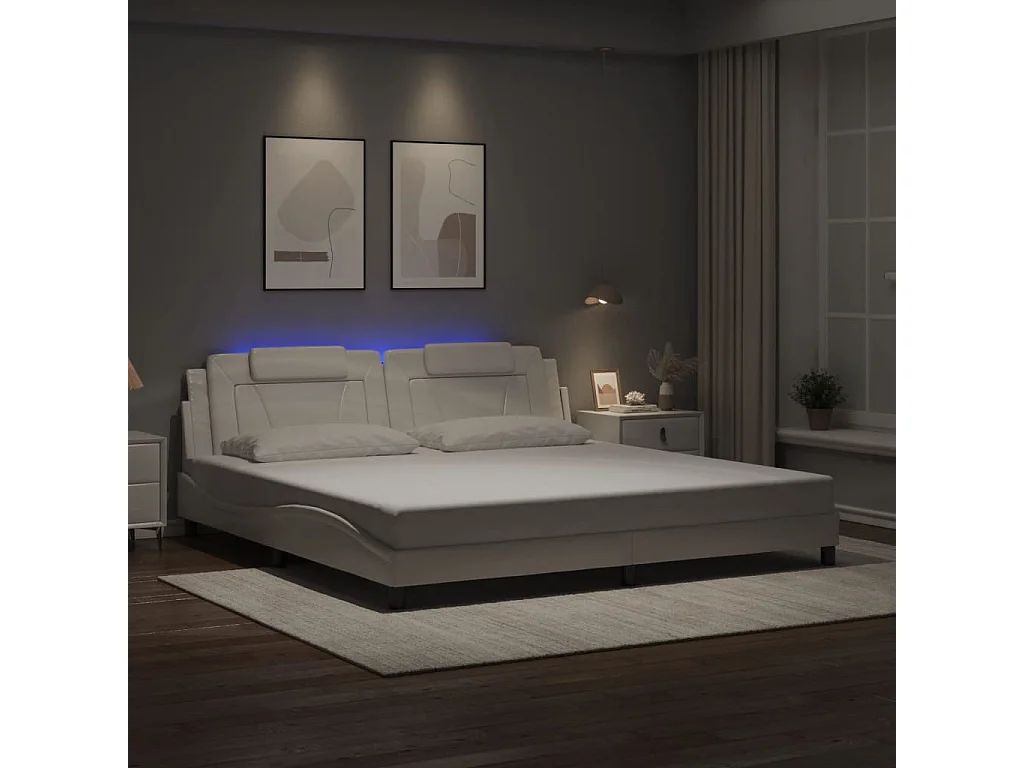 Cadre de lit avec LED sans matelas blanc 200x200 cm