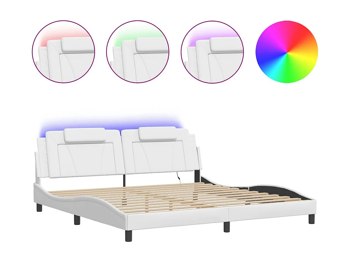 Cadre de lit avec LED sans matelas blanc 200x200 cm