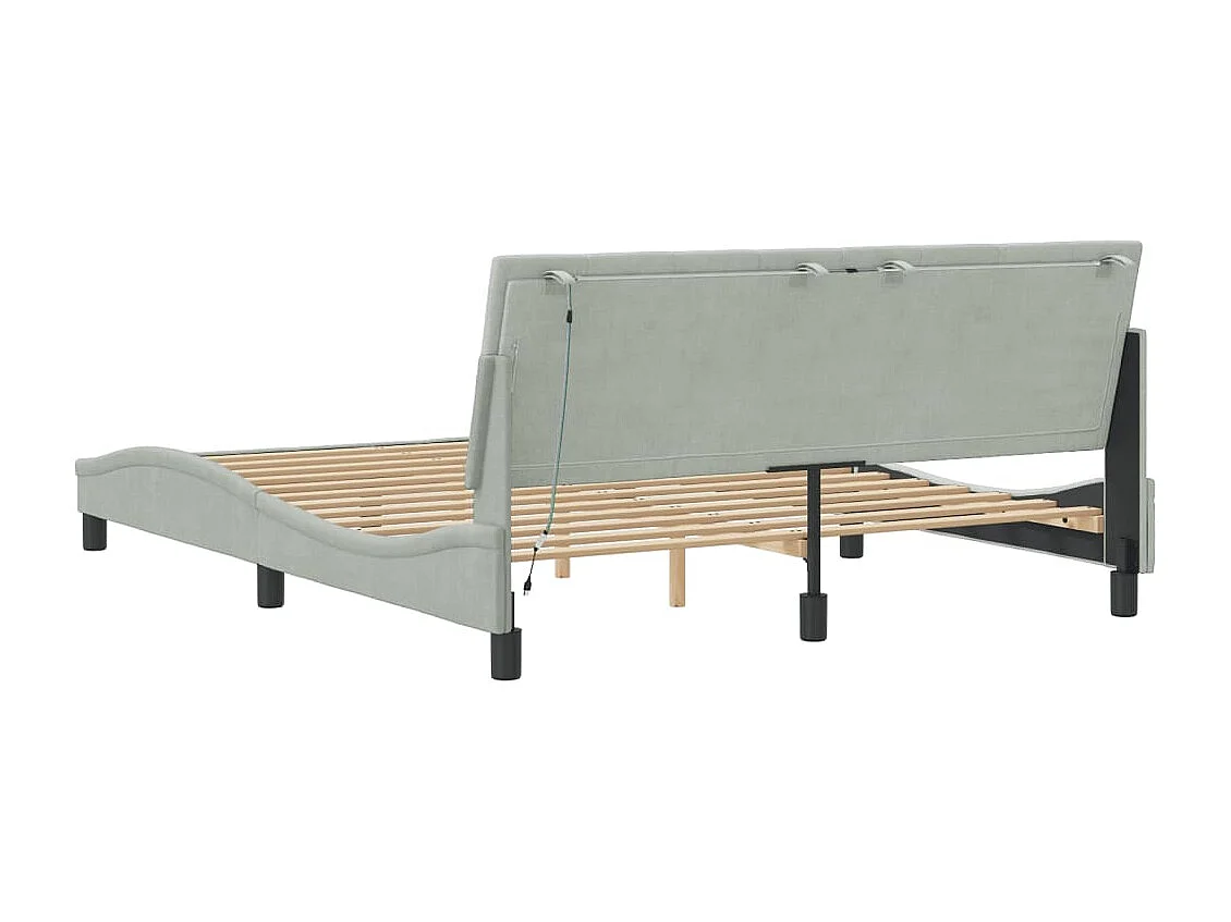 Bettgestell mit LED ohne Matratze hellgrau 160x200cm Samt